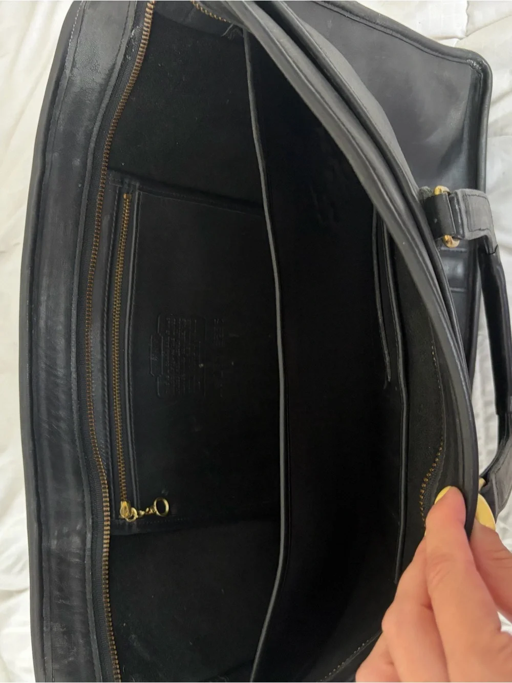 Men's Black Leather Briefcase with Top Handles
